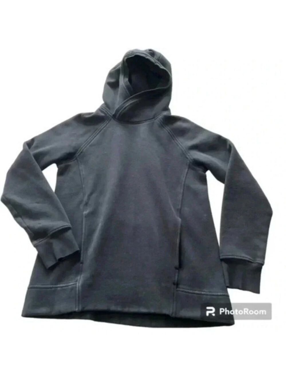 Lululemon Black Pullover Hoodie Sweatshirt Kangaroo Pocket, Thumb holes Size 6